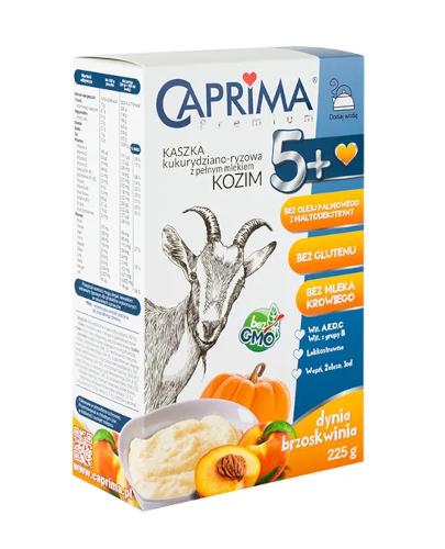 Caprima Premium, Kaszka kukurydziano-ryżowa z pełnym mlekiem kozim, dynia brzoskwinia, od 5. miesiąca życia, 225 g